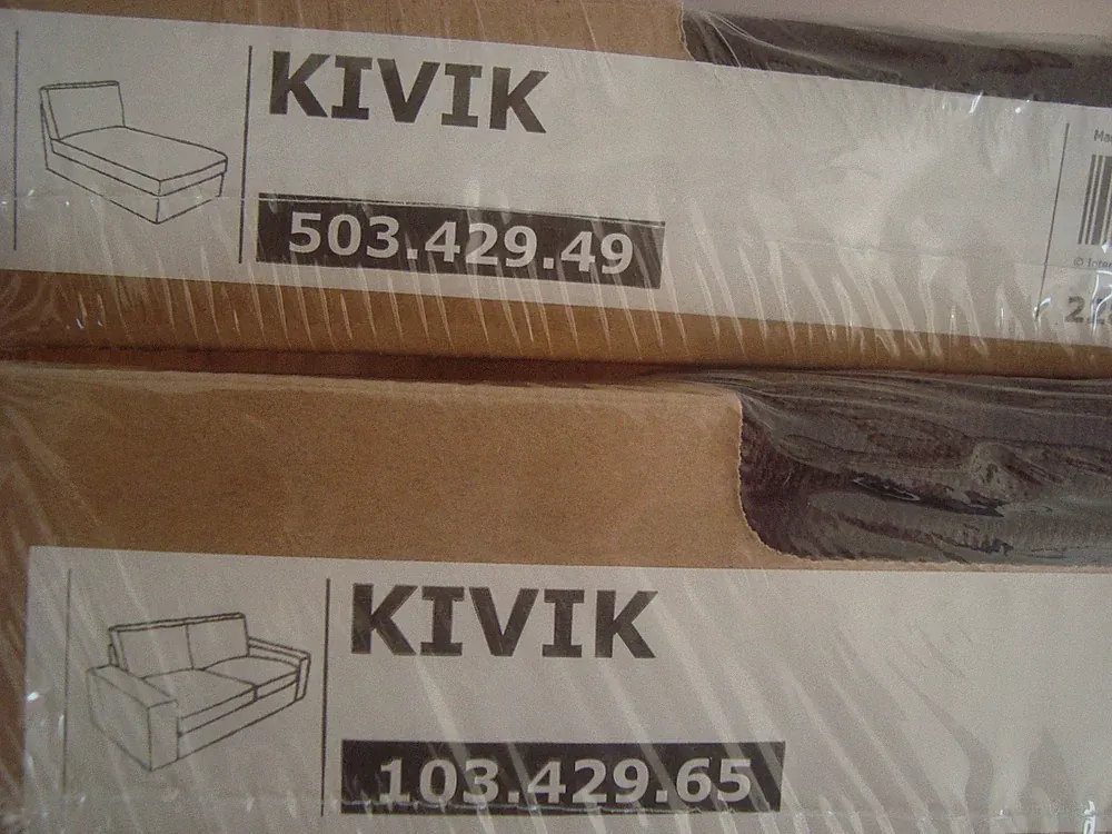 IKEA KIVIK COVER for 4-seat Sectional (3-seat Sofa with Chaise) BORRED DK BROWN