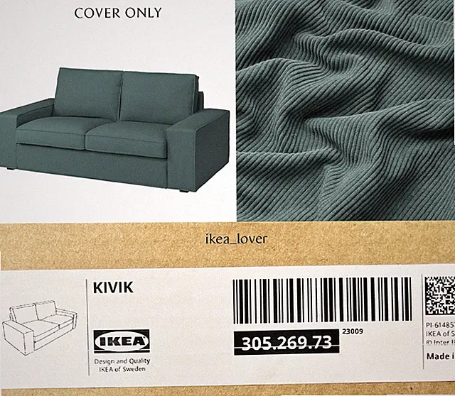 Ikea KIVIK for 2-Seat Loveseat cover, Kelinge gray-turquoise - NEW - 305.269.73