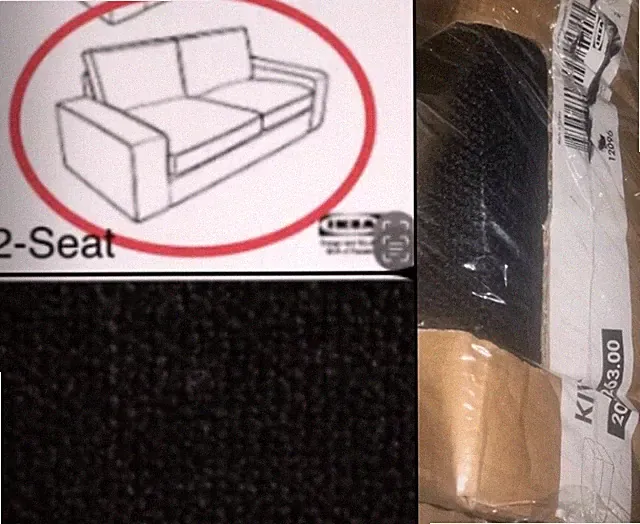 IKEA Kivik Loveseat Cover Teno Black Wool 2-Seat Sofa Cover,NEW,Reduced w/ Mate