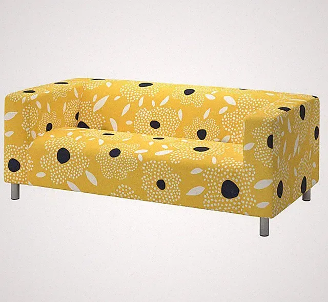 Ikea KLIPPAN Loveseat 2-Seat Sofa Cover, Tingetorp yellow/white/floral pattern