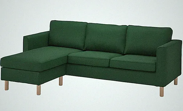 IKEA PARUP Cover For 3-Seat Sofa With Chaise Longue/Vissle Dark Green 404.939.86