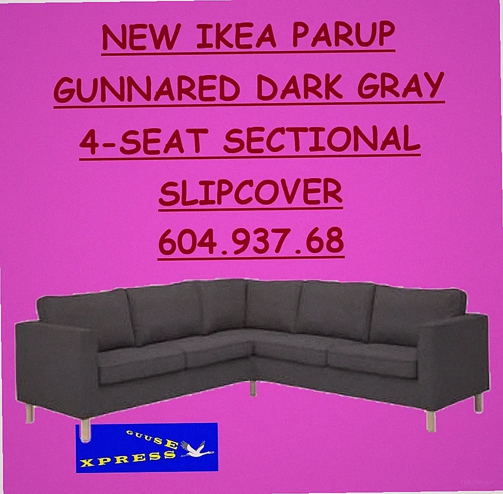 IKEA PARUP GUNNARED DARK GRAY 4-SEAT SECTIONAL SOFA SLIPCOVER 604.937.68 NEW