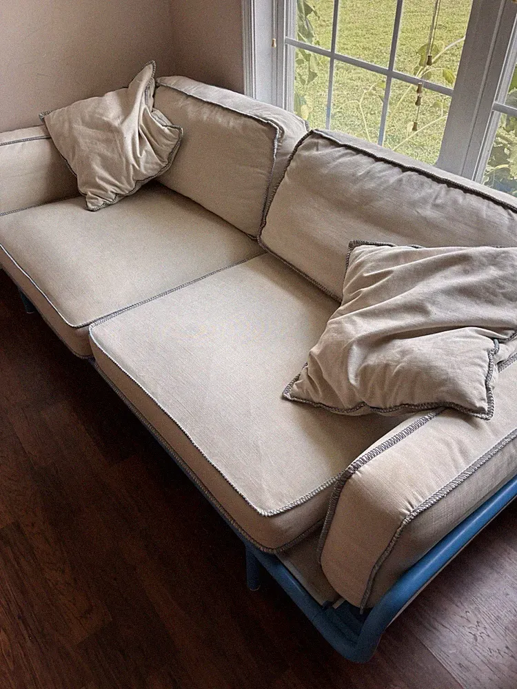 IKEA PS Sofa Bed Extra Deep Cream Blue Frame Rare Good Condition