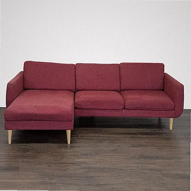 Ikea Smedstorp Modern Red Sectional Sofa with Chaise - Comfortable 3-Seater