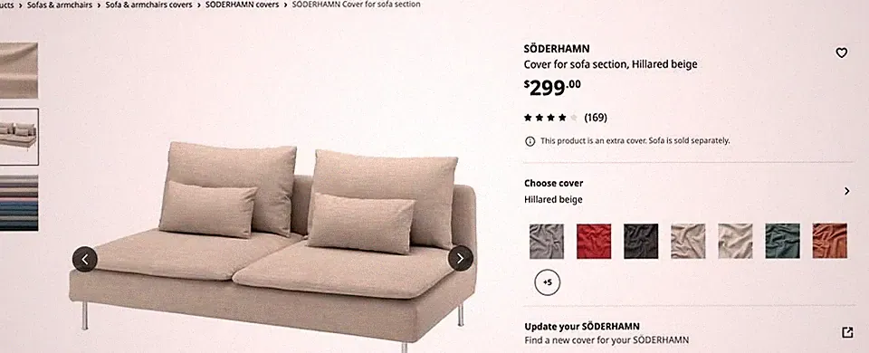 Ikea Soderhamn sofa section cover, Woven Beige