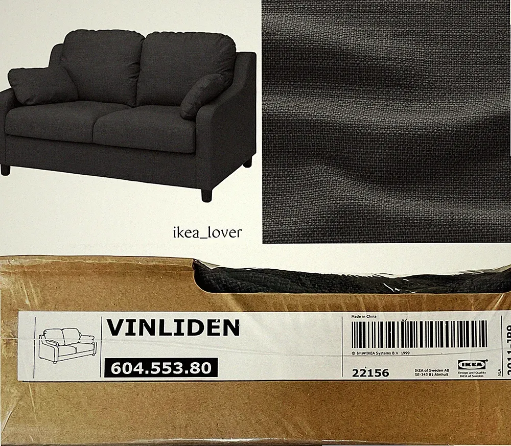 Ikea VINLIDEN Cover for 2-Seat Loveseat, Hillared anthracite 604.553.80 - NEW