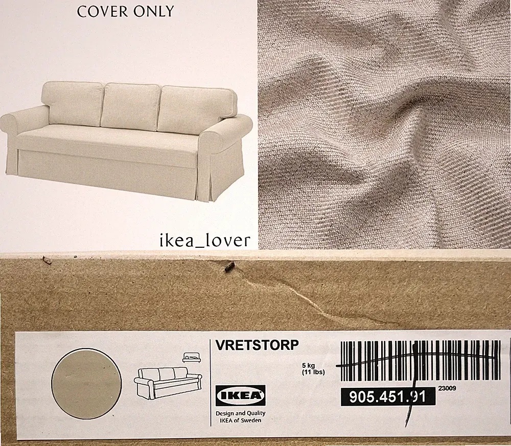 Ikea VRETSTORP Cover for sleeper sofa, Kilanda light beige - NEW - 905.451.91