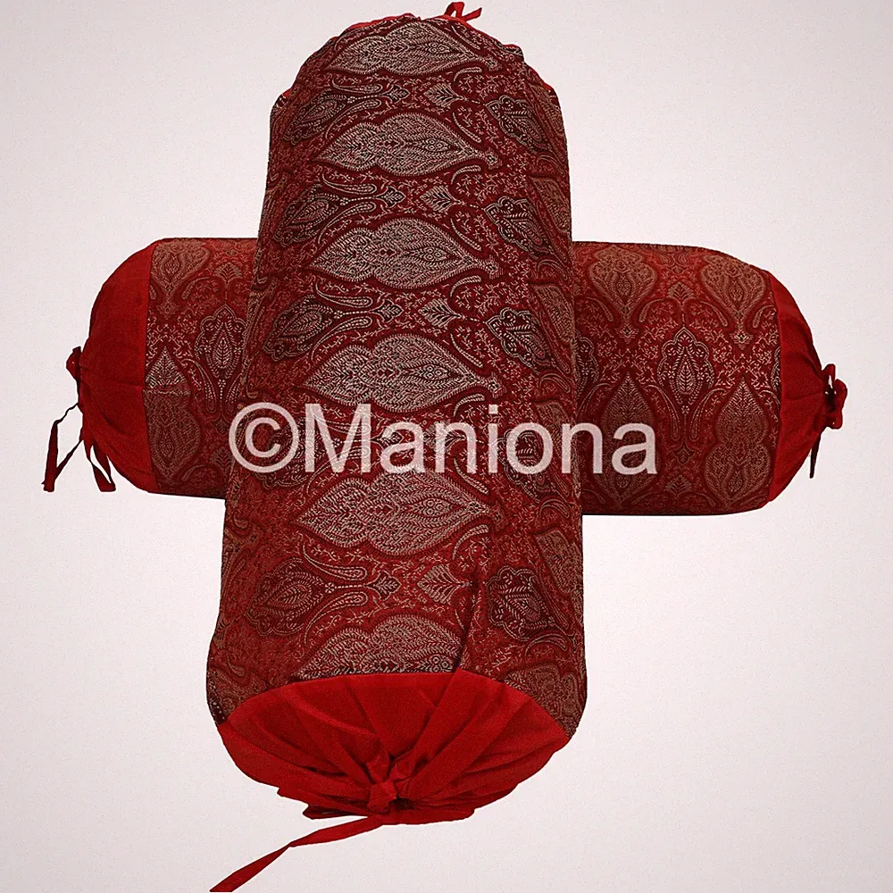 Indian Silk Bolster Cushion Cylinder Yoga Neck Sofa Bed Sofa Pillow Cover 2 pcs
