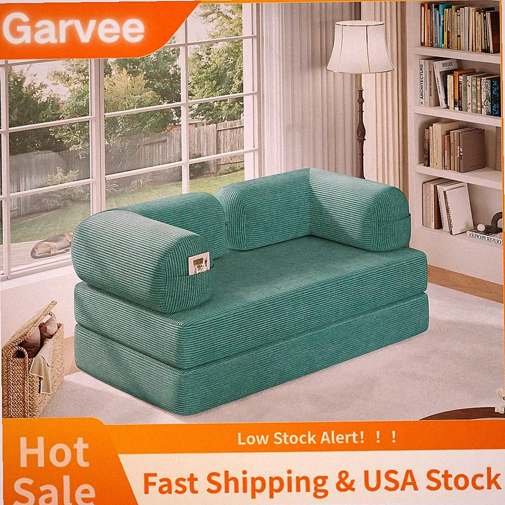 Indoor Furniture Convertible Sofa Bed 59 Inch, 4-in-1 Futon Pull Out Sleeper Cou