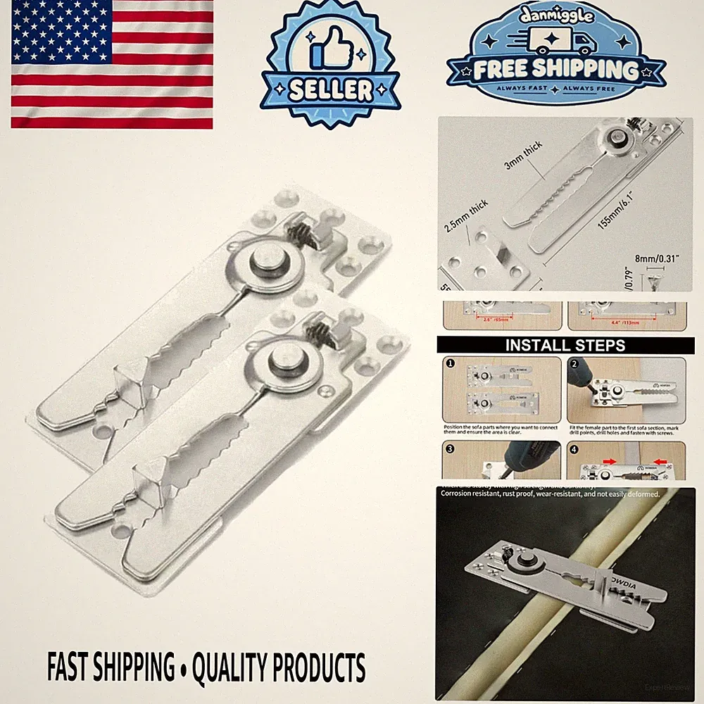 Indoor Sectional Couch Connectors - 2 Pack, Effortless Installation & Stability