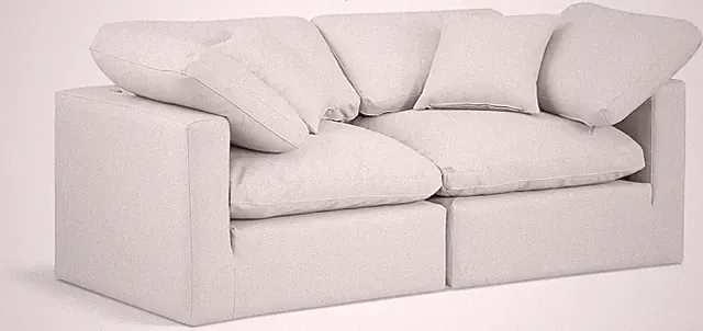 Indulge Collection Cream Modular Sofa - Modern Vegan Leather, 70" W