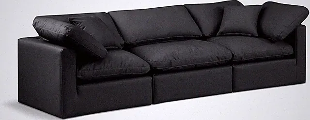 Indulge Collection Modern Modular Sofa in Soft Black Vegan Leather, 105" W