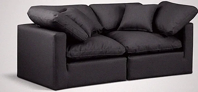 Indulge Collection Modern Modular Sofa in Soft Black Vegan Leather, 70" W