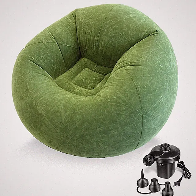 Inflatable Beanless Bean Bag Chair Lounge Sofa with Pump - Green