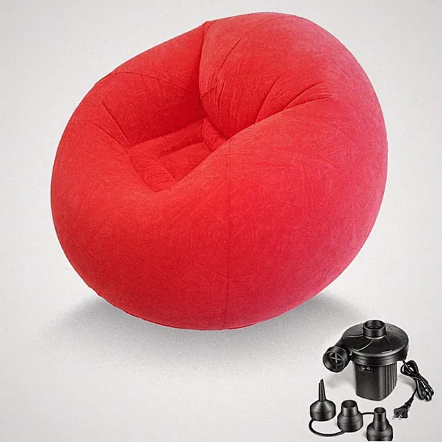 Inflatable Beanless Bean Bag Chair Lounge Sofa with Pump - Red