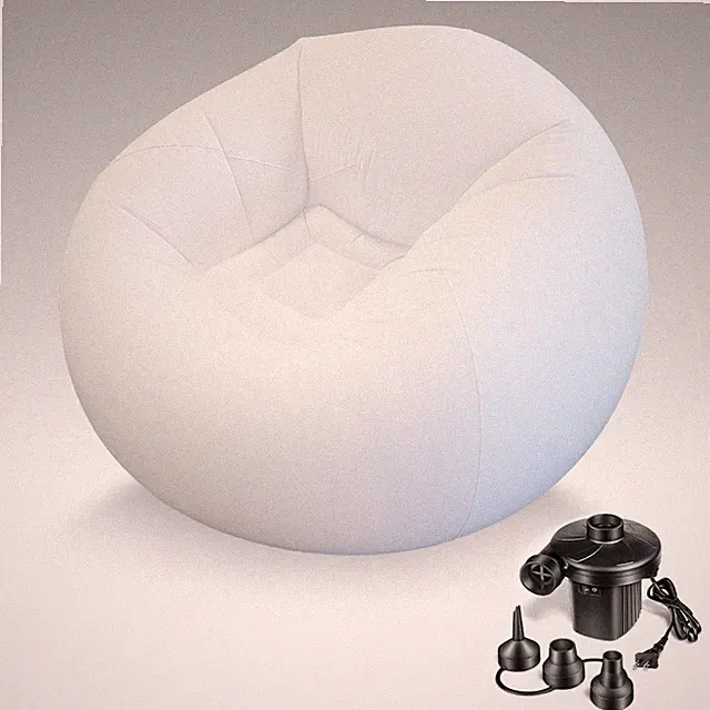 Inflatable Beanless Bean Bag Chair Lounge Sofa with Pump - White
