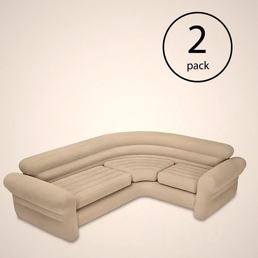 Inflatable Corner Living Room Neutral Sectional Sofa (2-Pack)