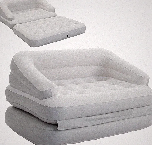 Inflatable Couch Flocked Air Sofa Bed, Blow up Sofa for Camping, Gray