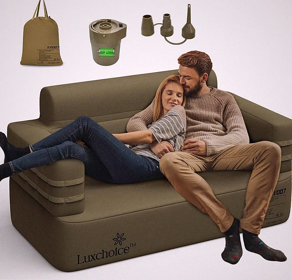 Inflatable Couch Multifunctional Durable Inflatable Sofa W/ Built in Pump