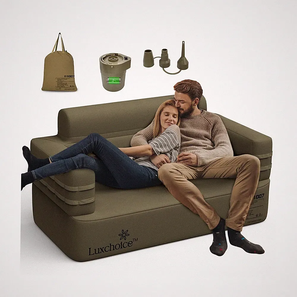 Inflatable Couch Multifunctional Durable Inflatable Sofa with Built in Pump I...