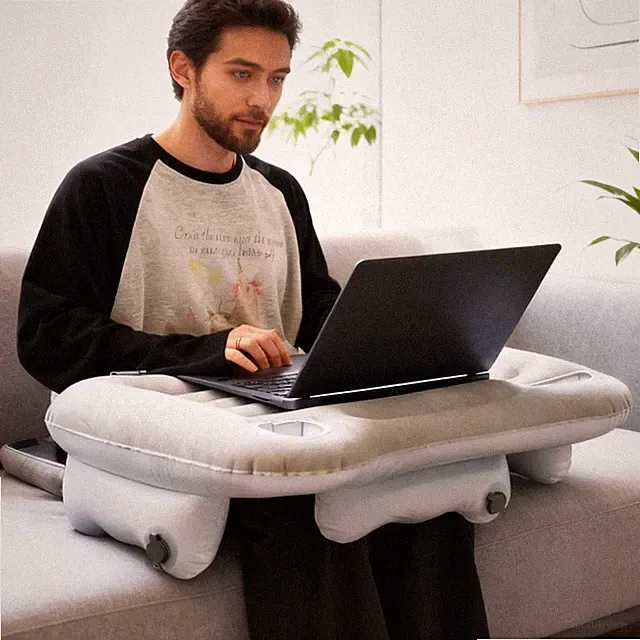 Inflatable Reading Pillow Laptop Desk For Bed Car Bed Soft Air Lap Desk