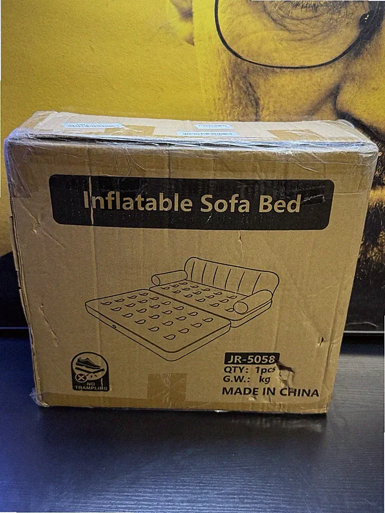 Inflatable Sofa Bed Air Mattress Blow Up Couch w/ 2600mAh Pump Khaki JR-5058