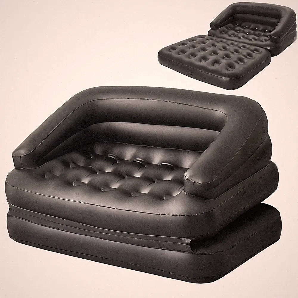 Inflatable Sofa Bed for Camping, Pool Float Couch Outdoor Mattress Bed with Armr