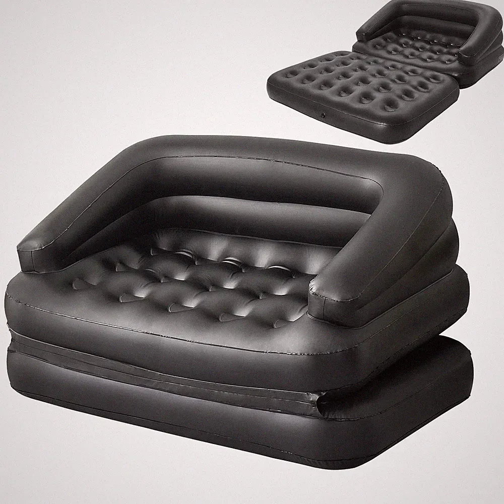 Inflatable Sofa Bed for Camping, Pool Float Couch, Outdoor Mattress with Armrest