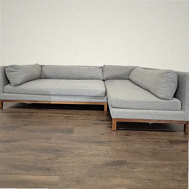 Interior Define Jasper Grey Sectional Sofa with Walnut Base