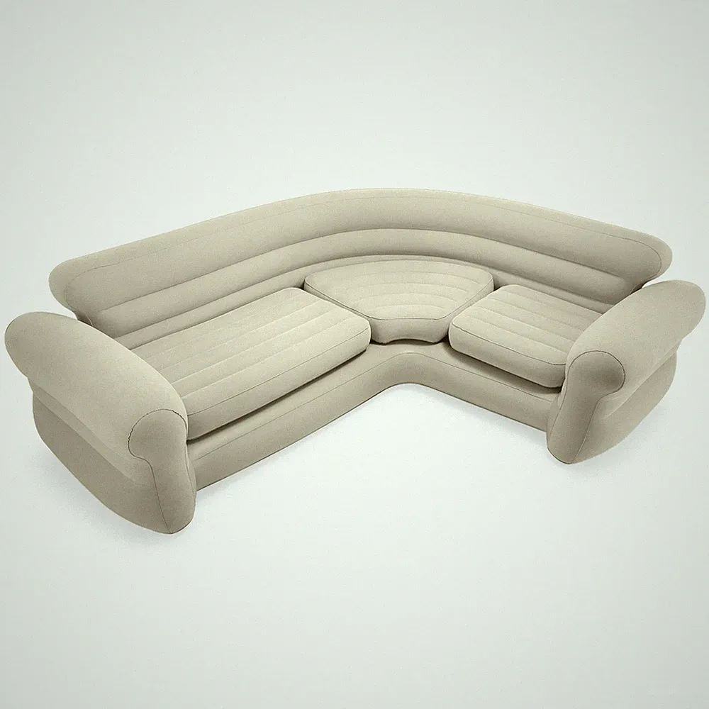 Intex Inflatable Corner Living Room Air Mattress Sectional Sofa Couch, Beige