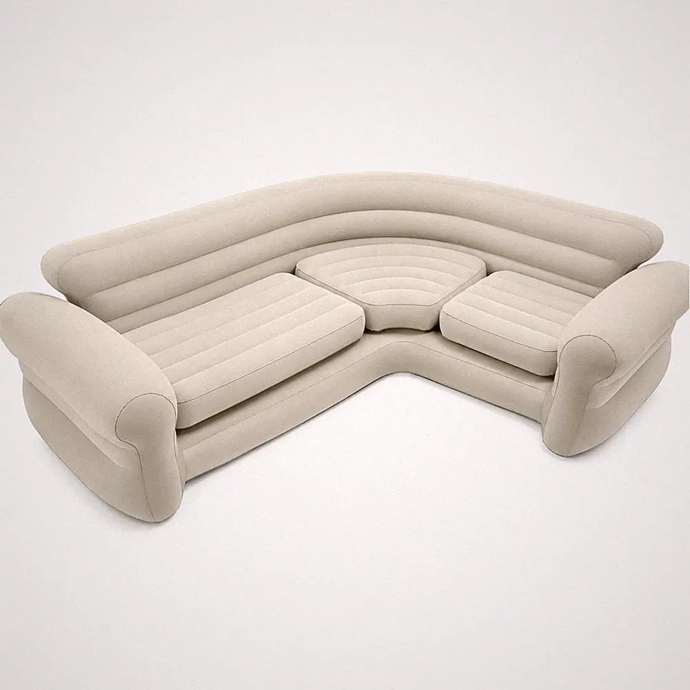 Intex Inflatable Corner Living Room Air Mattress Sectional Sofa Couch, Beige