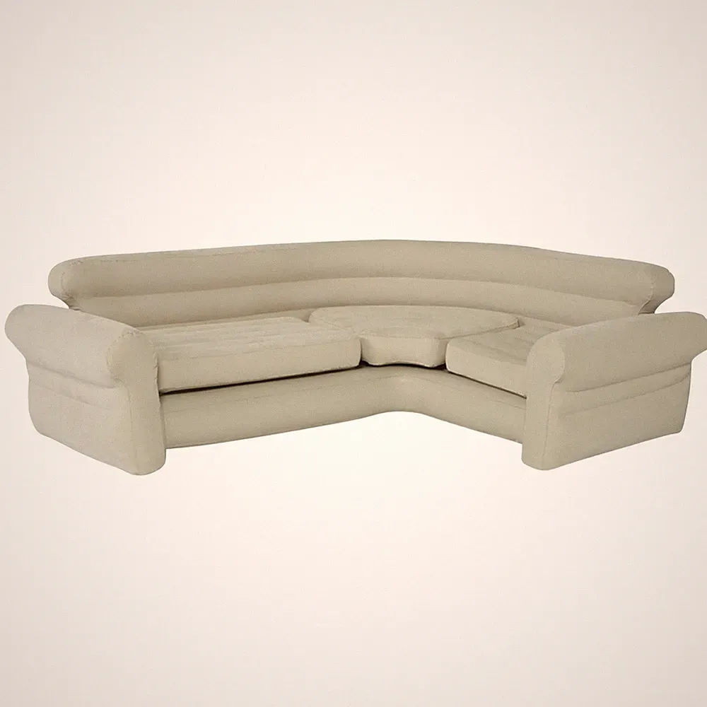 Intex Inflatable Corner Living Room Air Mattress Sectional Sofa Couch, Beige