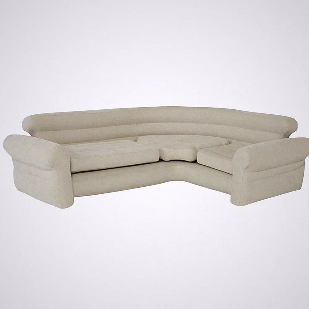 Intex Inflatable Corner Living Room Air Mattress Sectional Sofa Couch, Beige