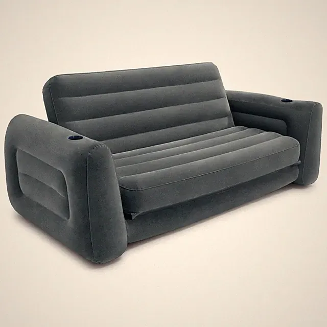 Intex Queen SZ Inflatable PullOut Sofa Bed Sleep Away Futon Couch Gray(Open Box)