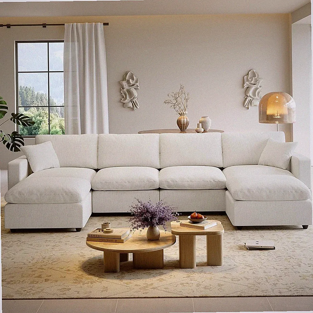 Intulition Decor Cloud Modular Sectional Sofa,Down Filled U Shape Couch,Converti