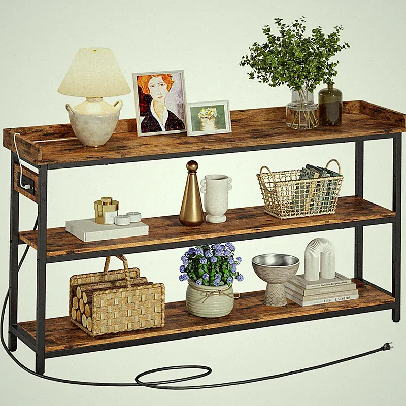 Ironck Console Table Sofa Table Power Outlet Farmhouse Hallway Table For
