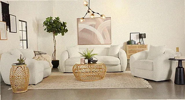 Isabella 3 Piece Sofa Set Couch Loveseat Chair Faux Sheepskin Coaster 509871-S3