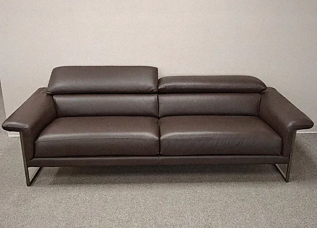 Italian Full-Grain Leather Sofa - Modern, Slim, Low-Profile - Nicoletti Italia