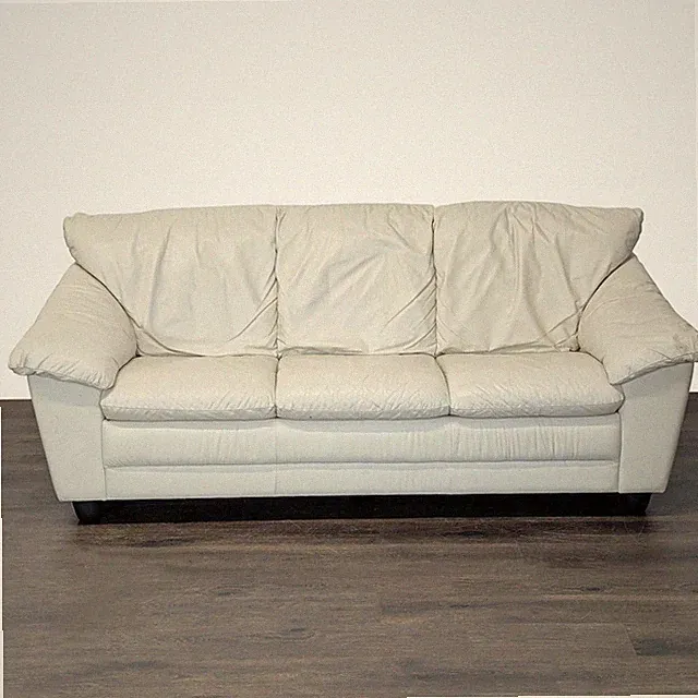 Italian Made 3-Seat Cream Leather Sofa