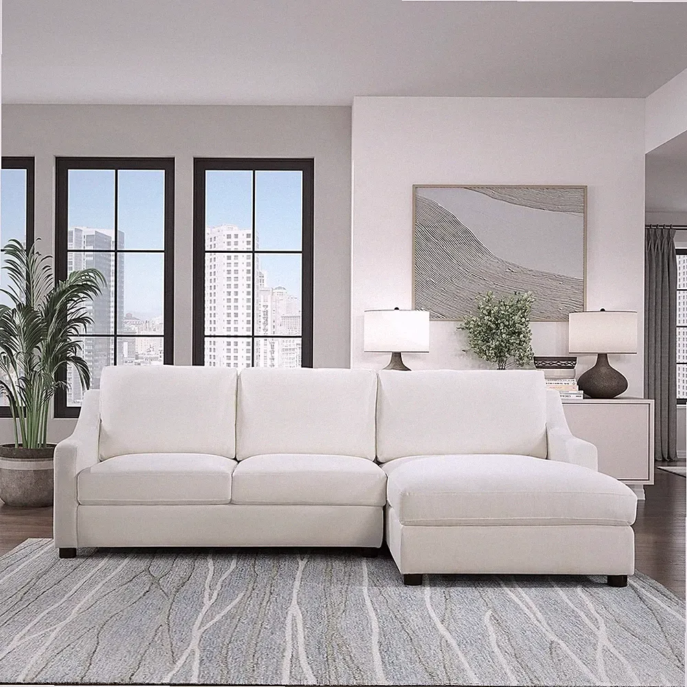 Ivory 3-Seater L-Shaped Sectional Sofa - Stylish Fabric Design