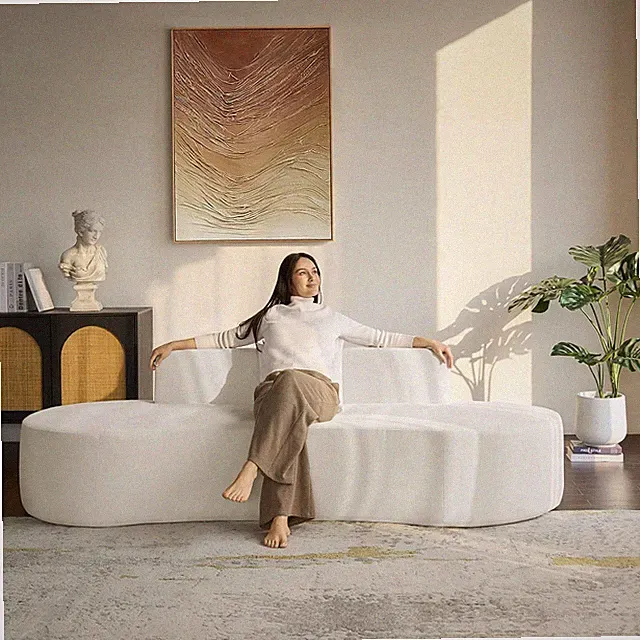 Ivory 94.5" Cloud Couch Sofa - 3-Seater with Pillows, No Assembly Needed