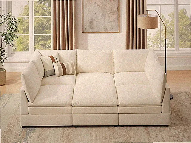 Ivory White 98" Oversized Cloud Modular Sofa with Deep Cushions