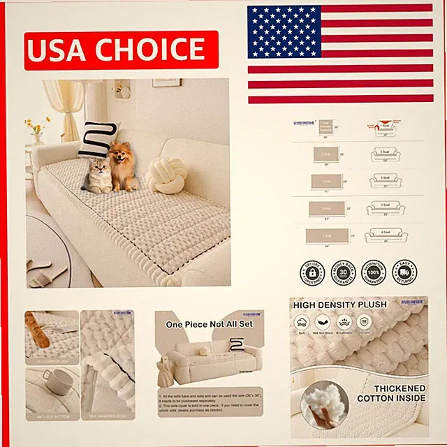 Jacquard Fuzzy Sofa Cover - Durable Slipcover for Dogs & Cats 27.6" x 59.1"