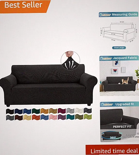 Jacquard Stretch Couch Cover for 3 Seats – Anti-wrinkle & Pet Friendly