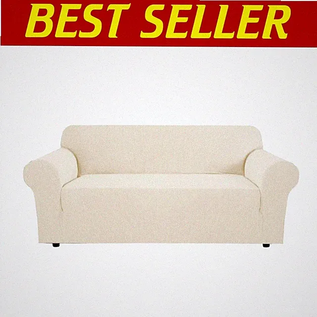 Jacquard Stretch Sofa Cover - Cream, 72"-88" Wide#-~