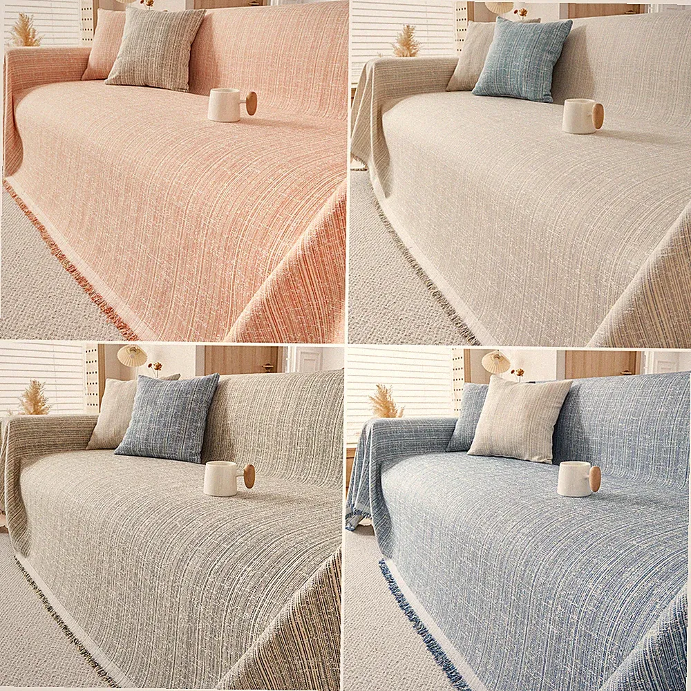 Jacquard Throw Sofa Cover w/ Tasel Edge Textured Washable Sectional Couch Cover