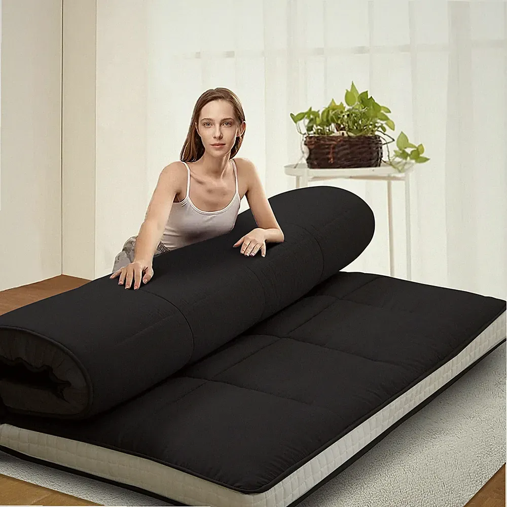 Japanese Floor Mattress Traditional Shiki Futon Lounger Couch Bed Pad Black Mat