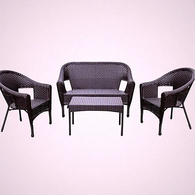 Jeco 4 Piece Hand Woven Wicker Patio Sofa Set in Brown