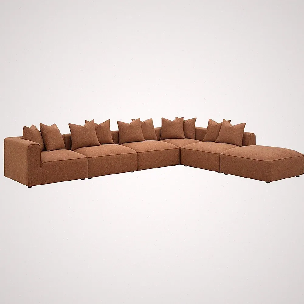 Jennifer 6-piece Upholstered Modular Sectional Terracotta