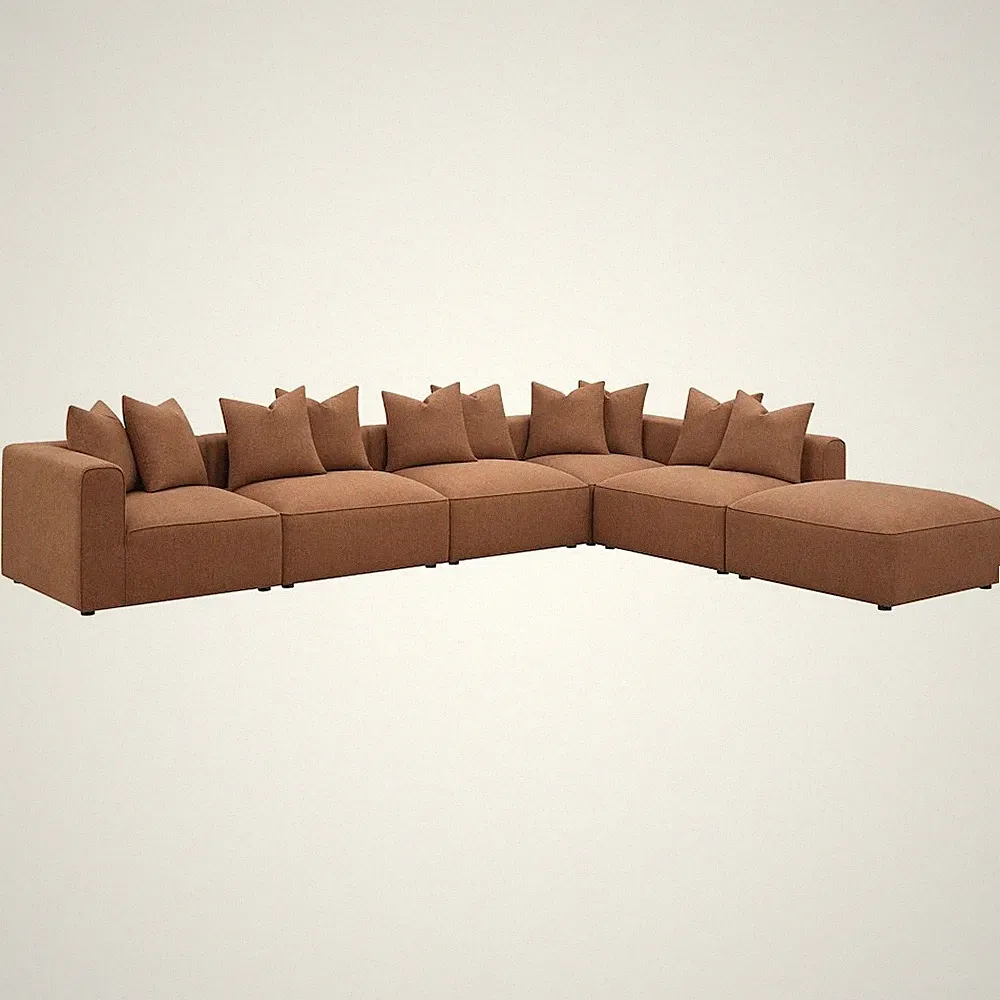 Jennifer 6-piece Upholstered Modular Sectional Terracotta